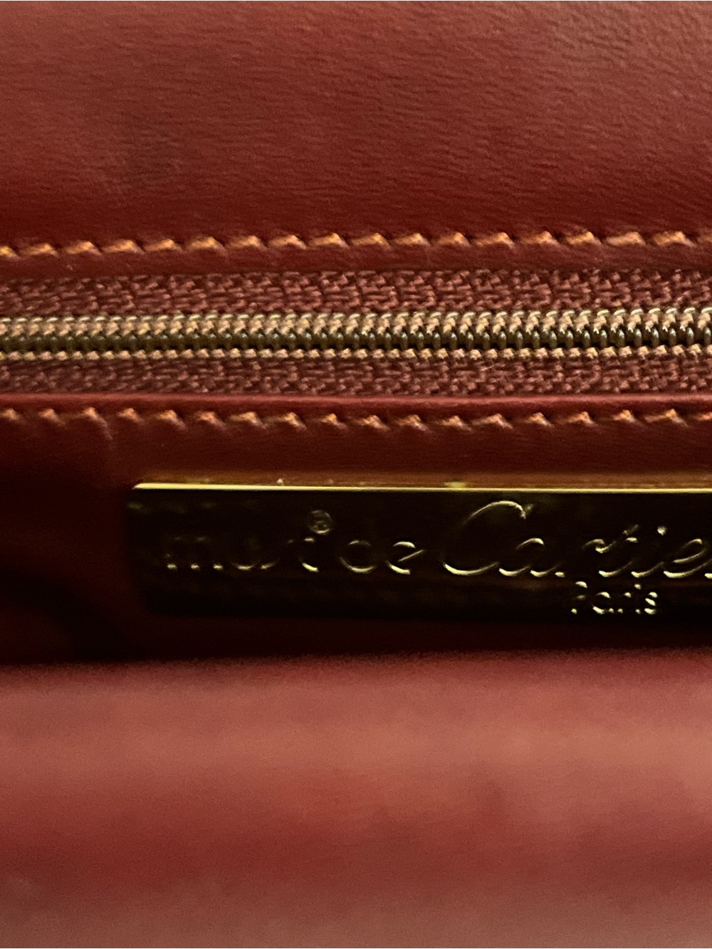 Cartier Burgundy Leather Shoulder Bag with Gold Hardware - Picture 10 of 14